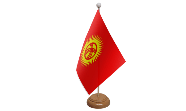 Kyrgyzstan Small Flag with Wooden Stand